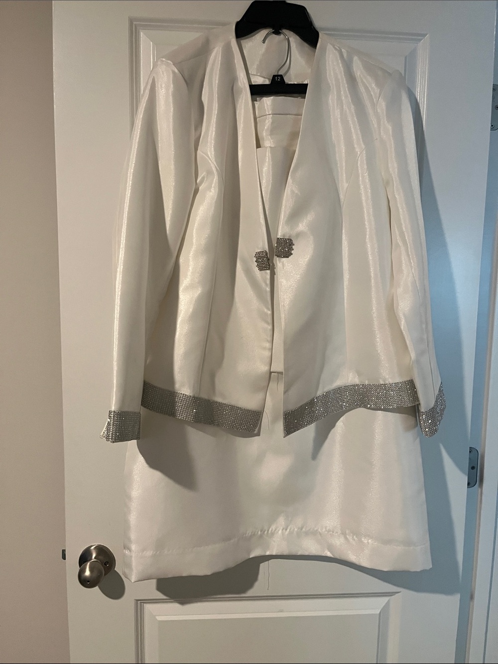 Elegant White Women's Jacket with Silver Trim